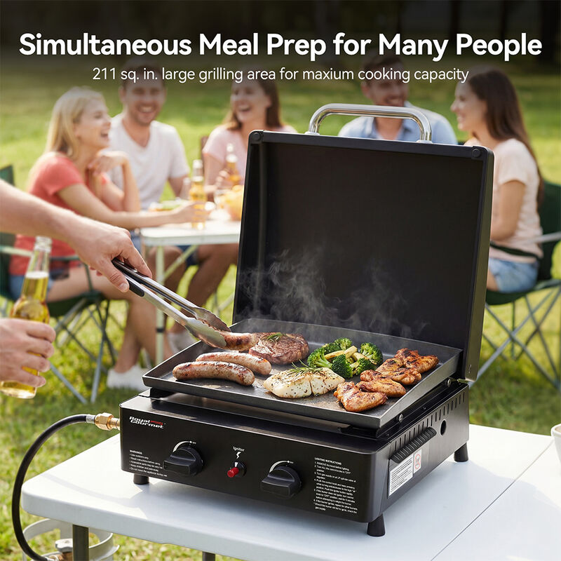 Royal Gourmet PD1502H Portable 2 Burner Gas Griddle with Hood image number 10