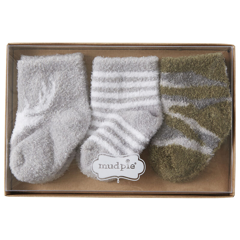 Mud Pie Infant Newborn Little Deer Chenille Socks Set image number 3