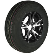 Trailer King II ST205/75 R 14 Radial Trailer Tire, 5-Lug Aluminum T07 Black Rim