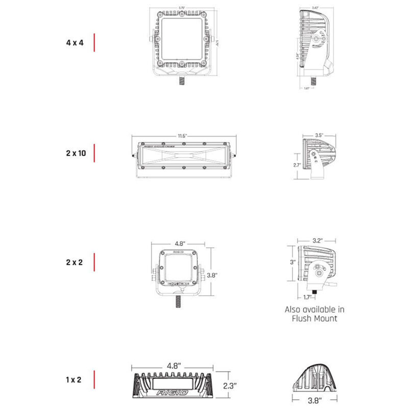 RIGID 2x10 115 Degree DC Scene Light Black - White LED image number 2