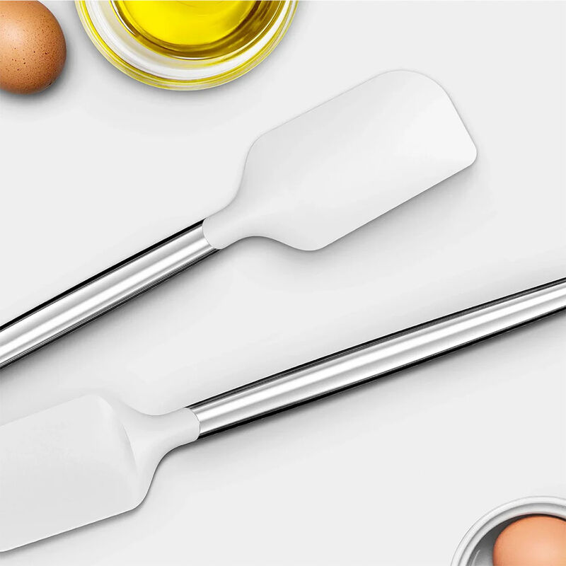 Art and Cook 3 Piece Silicone Spatula Set, White/Silver image number 2