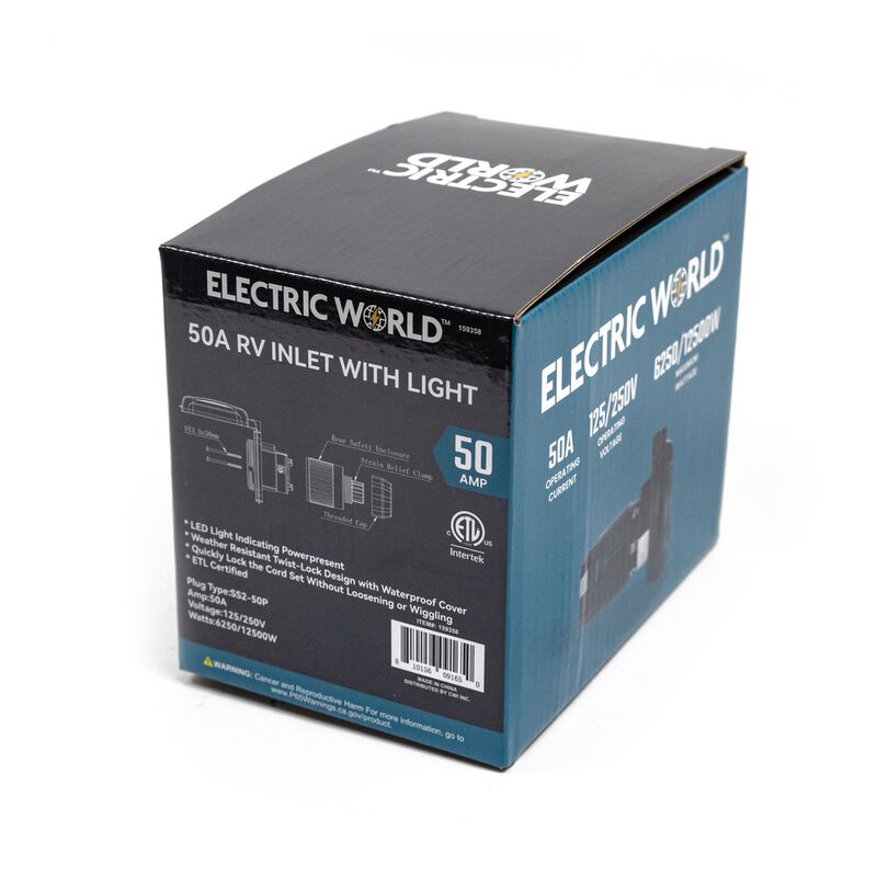 Electric World Black 50A RV Inlet with LED image number 5