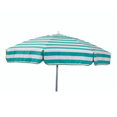 Italian 6 ft Patio Umbrella Acrylic Stripes Jade Green and White