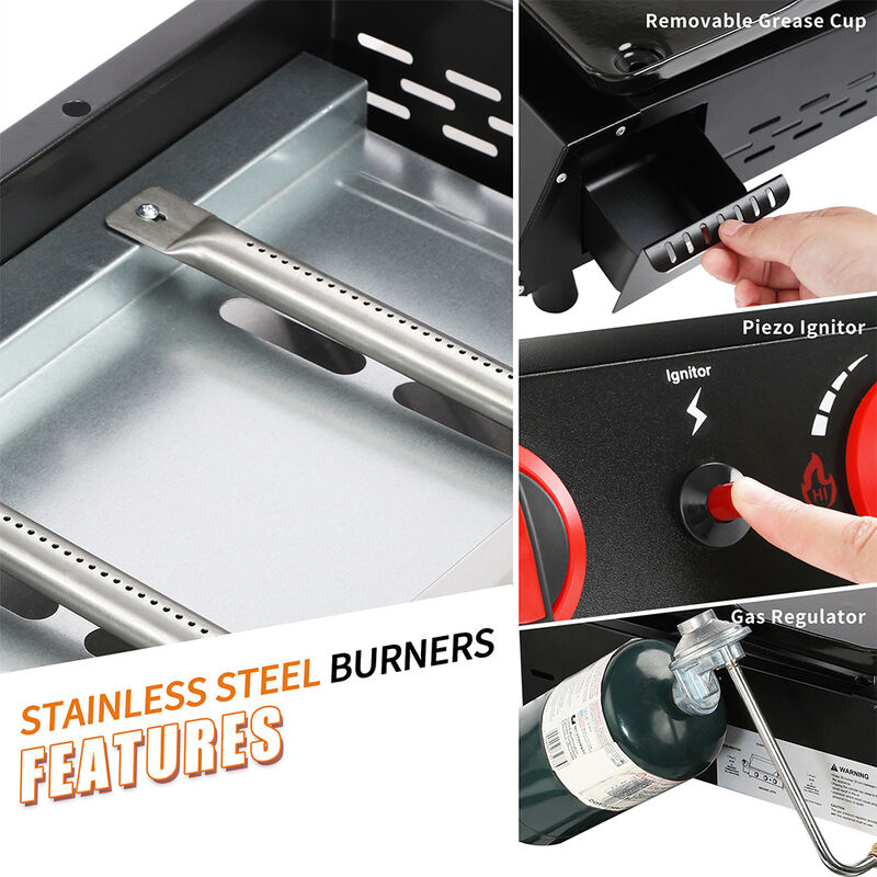 Royal Gourmet 18" Portable Countertop Gas Grill Griddle image number 10