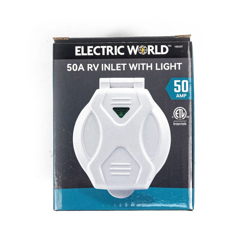 Electric World 50A White RV Inlet w/LED image number 12