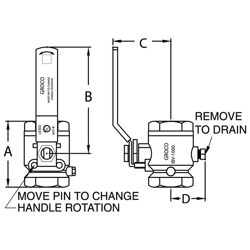 Groco IBV Series Bronze Full-Flow In-Line Ball Valve 1-1/2'' Pipe image number 2