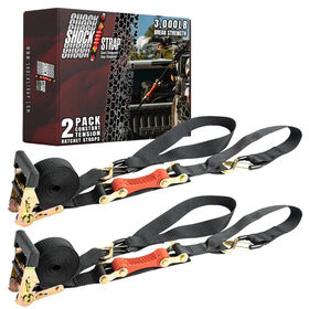The Perfect Bungee 7' x 1.5" ShockStrap Ratchet Strap with Clip Hook, 2-Pack