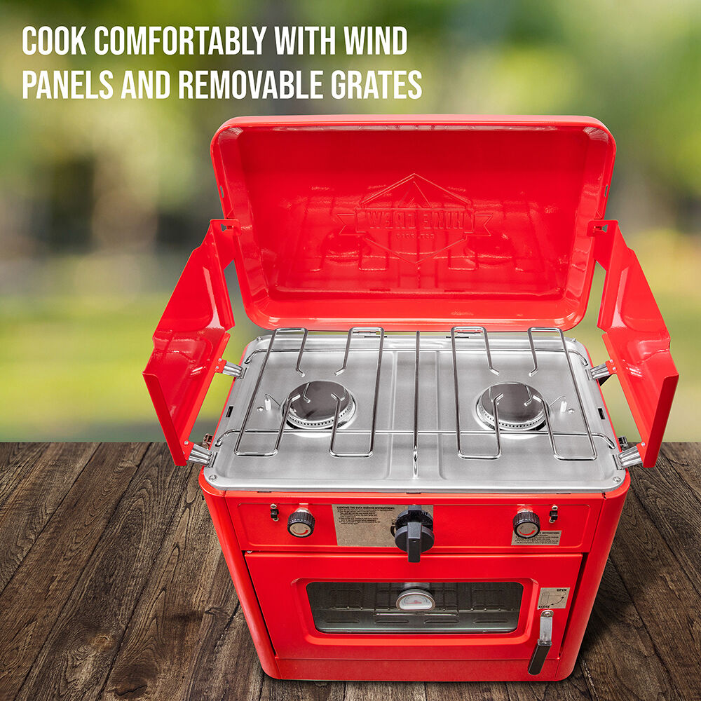 Dual Burner Camping Stove & Oven - Red |