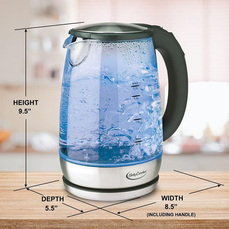 Betty Crocker 1.7-Liter Glass Color-Changing Kettle image number 5