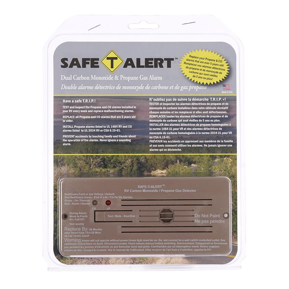 thumbnail image 2 of Safe T Alert 35-742-BL Flush Mount Dual LP/CO Alarm - Black RV Detector 2 of 6