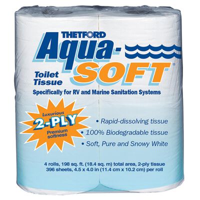 Thetford Aqua-Soft 2-Ply RV Toilet Paper, 4 Rolls