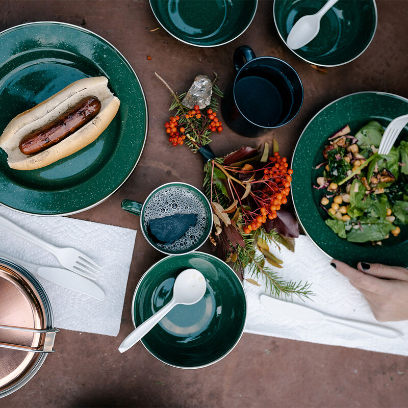 Stansport Deluxe 24-Piece Enamel Tableware Set, Green image number 2