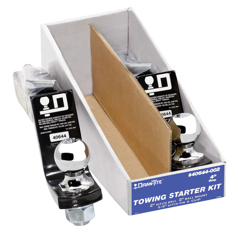 Draw-Tite Trailer Hitch Ball Mount Starter Kit, Fits 2 Inch Square Receiver, 4 Inch Drop, 7,500 lbs. Capacity image number 1
