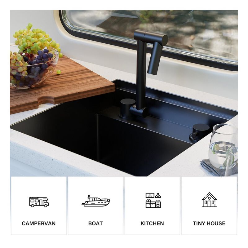 WELLFE RV Kitchen Undermount Bar Sink (16 x 17 x 9 in, 16 Gauge) image number 7