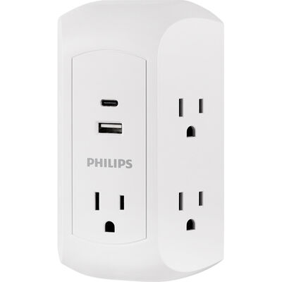Philips 5-Outlet USB/USB-C Charging Surge Protector
