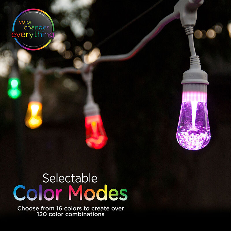 Enbrighten Vintage Seasons LED Color-Changing Cafe String Lights, White, 24' image number 8
