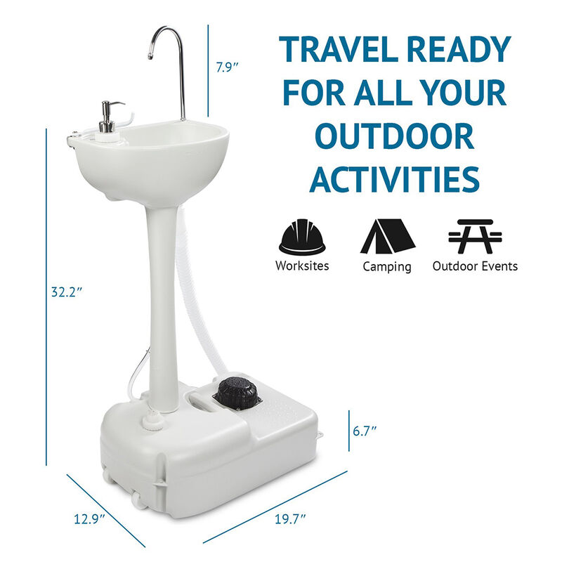 Outdoor 5 Gallon Portable Sink with Foot Pump and Soap Dispenser image number 3