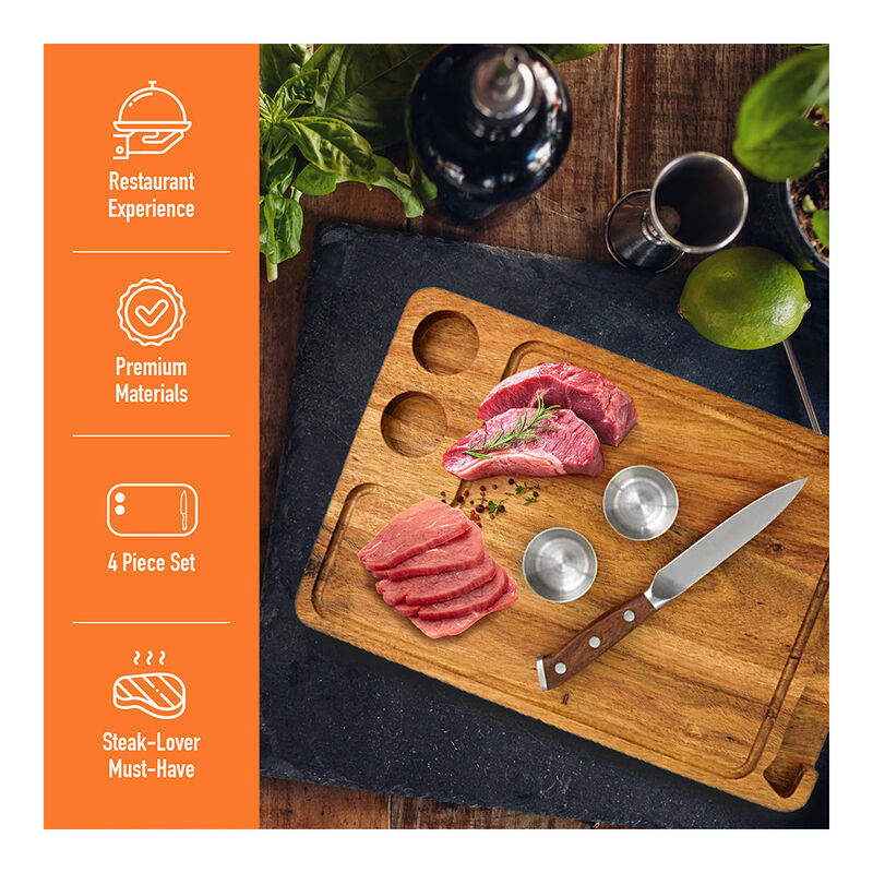 Yukon Glory Steak Board with Sauce Cups and Steak Knife image number 2