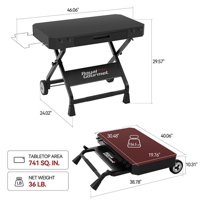 Royal Gourmet Collapsible Grill Stand w/ Folding Cart Trolley image number 9