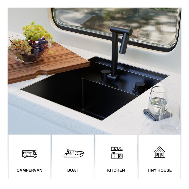 WELLFE RV 15x18x9 in. Kitchen Sink Undermount Bar Sink, 16 Gauge image number 7