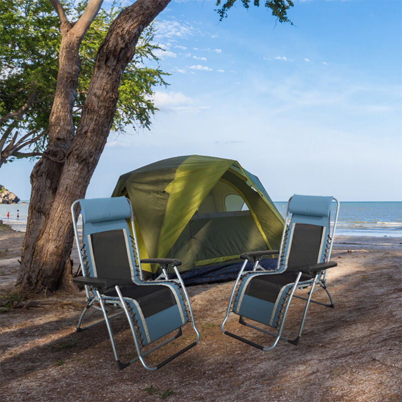 Caravan Sports Infinity OG Lounger Cool Mesh With Carry Strap Outdoor Recliner, Blue/Gray image number 7