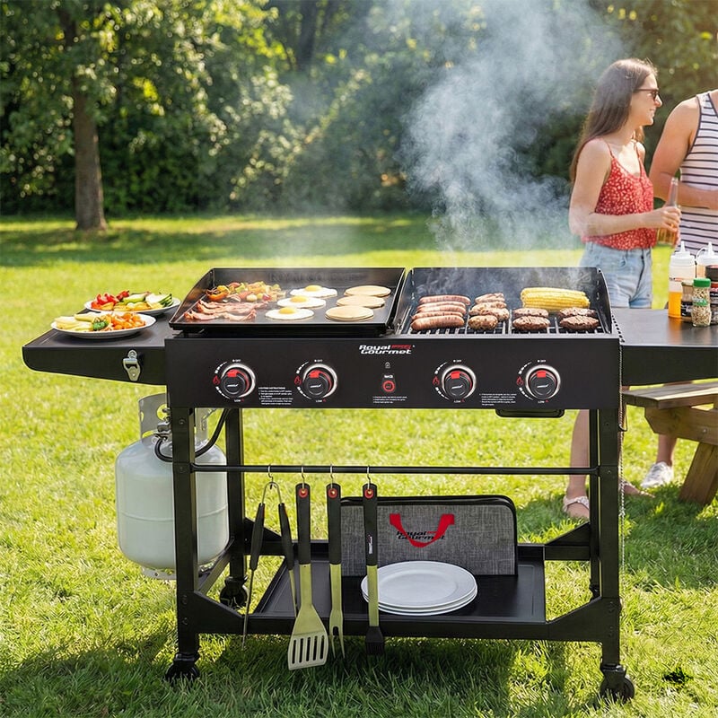Royal Gourmet 4-Burner Gas Grill & Griddle Combo with Folding Legs, 48,000 BTUs image number 12