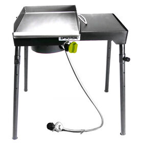 Bayou Classic Single Patio Camp Stove w/Side Shelf and Griddle