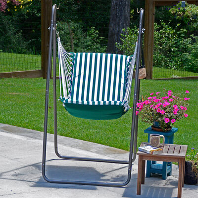 Algoma Sunbrella Soft Comfort Cushion Hanging Swing Chair and Stand