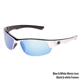Strike King S11 Okeechobee Sunglasses - White-Black Frame/White-Blue Mirror Lens