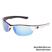 Strike King S11 Okeechobee Sunglasses - White-Black Frame/White-Blue Mirror Lens