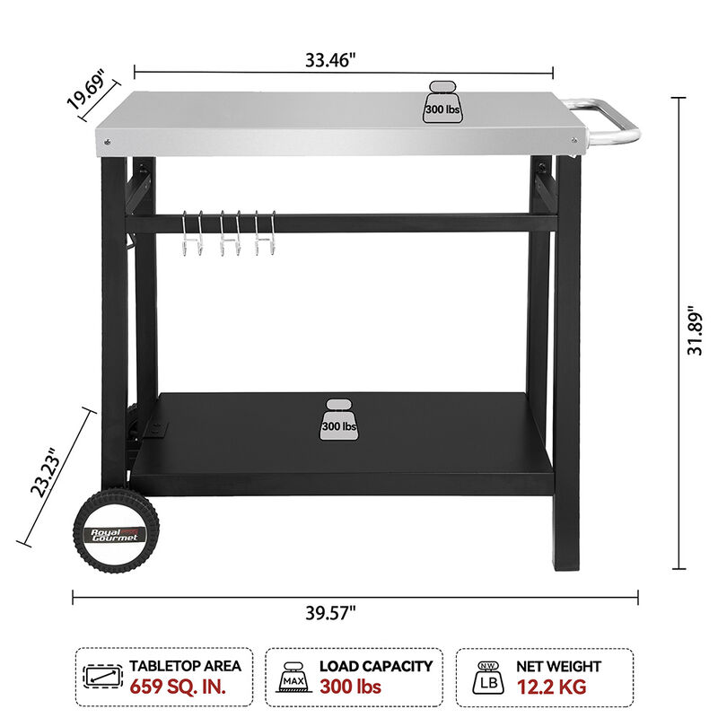 Royal Gourmet Double Shelf Movable Dining Cart w/ Handle - PC3401S image number 6