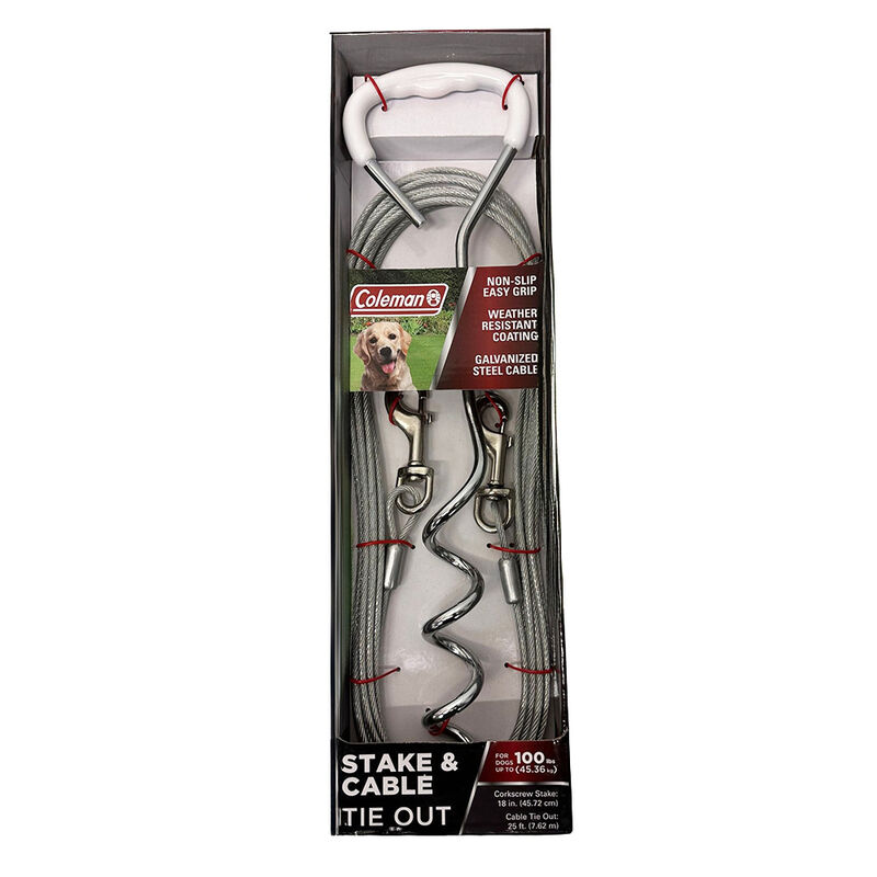 Coleman Pet 25' Cable Tie-Out and 18" Stake, Silver