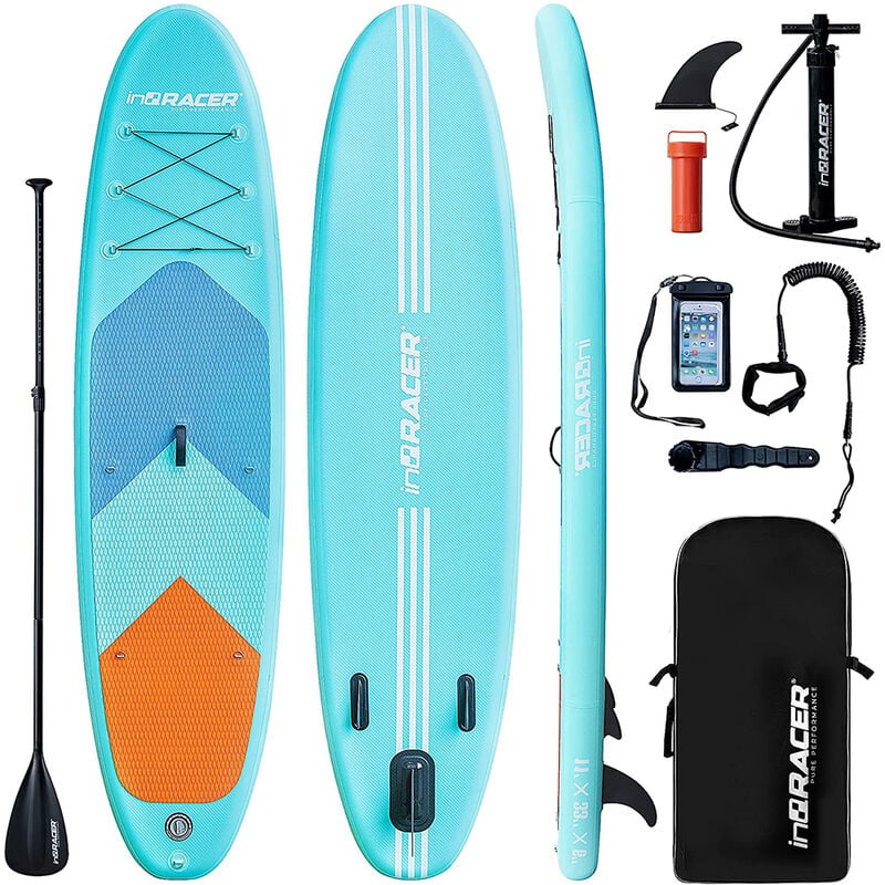 inQracer 11' Inflatable Stand-Up Paddleboard, Green image number 1