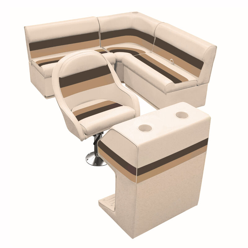 Deluxe Pontoon Furniture with Toe Kick Base - Group 2 Package, Sand/Chestnut/Gol image number 1