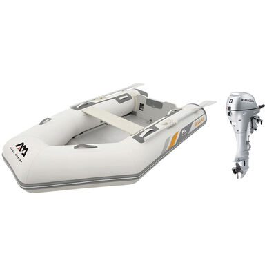 Aqua Marina 9'1" A-Deluxe Inflatable Speed Boat with Aluminum Deck and Honda 8 HP Outboard with 15" Shaft