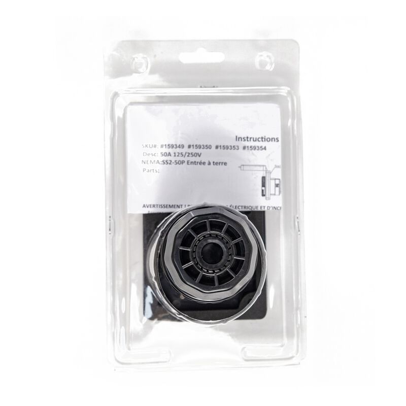 Electric World 50A Black RV Inlet with Stainless Steel Cover image number 9