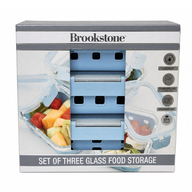 Brookstone 3-Piece Glass Food Storage Set image number 3