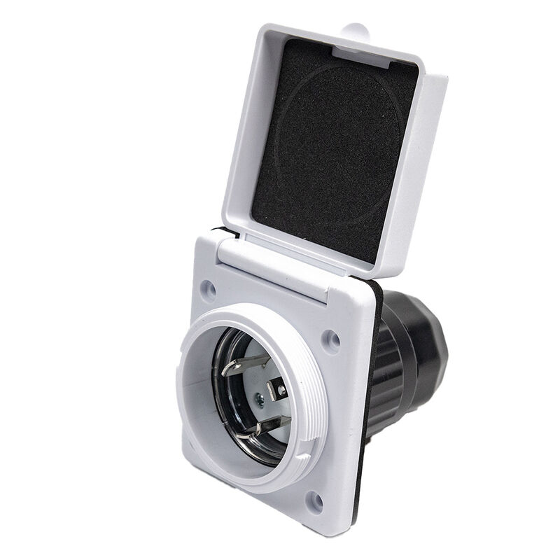  Electric World 30A RV Inlet in White w/Stainless Steel Cover