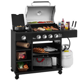 Royal Gourmet OK4003T 4-Burner Gas Grill w/Side Burner & Knife Rack