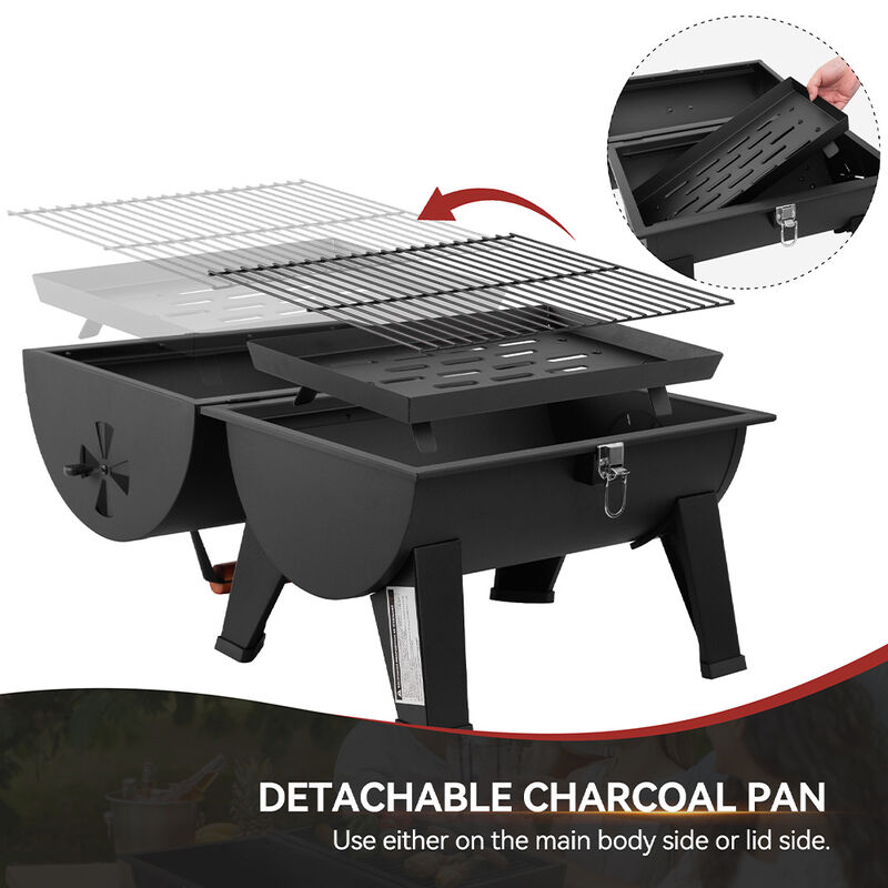 Royal Gourmet Portable Charcoal Grill with 2-Side Cooking Area image number 8