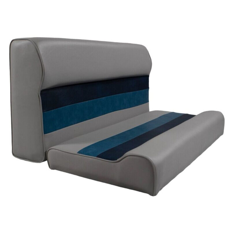 Horizon Manufacturing Premium Series 37" Pontoon Bench Seat Cushion Set "Only" - Gray/Navy/Blue image number 1