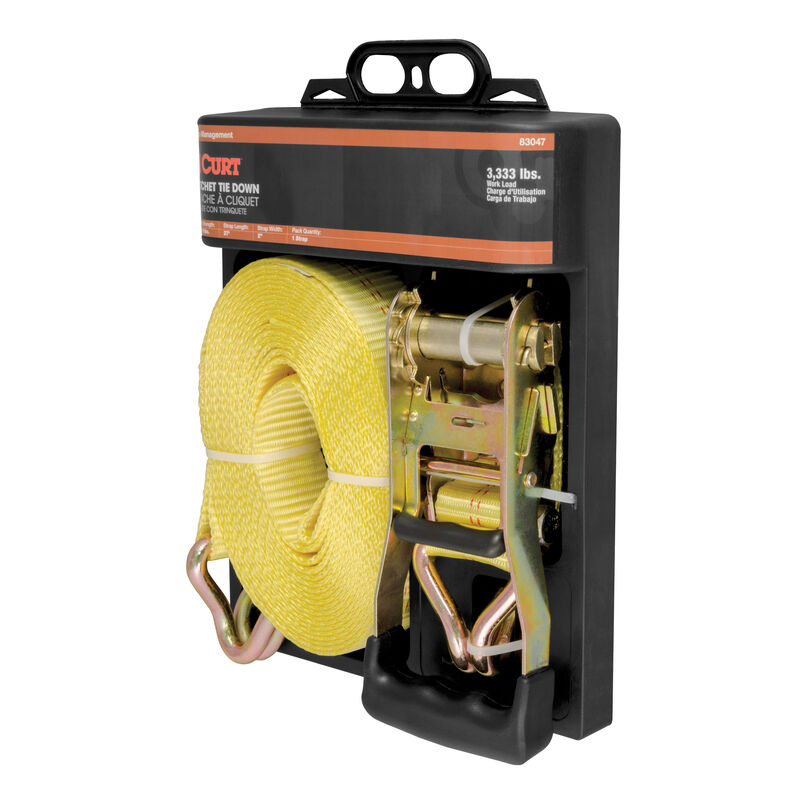 CURT 27' Yellow Cargo Strap with J-Hooks, 3,333 lbs. image number 2