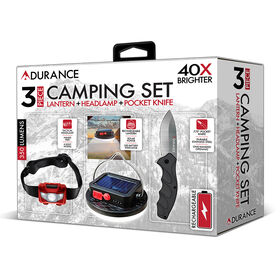 Adurance 3-Piece Camping Set with Lantern, Head Lamp, and Pocket Knife