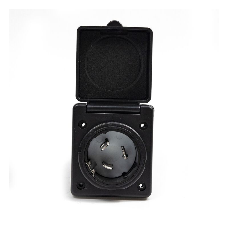 Electric World 50A Black RV Inlet with Stainless Steel Cover image number 2