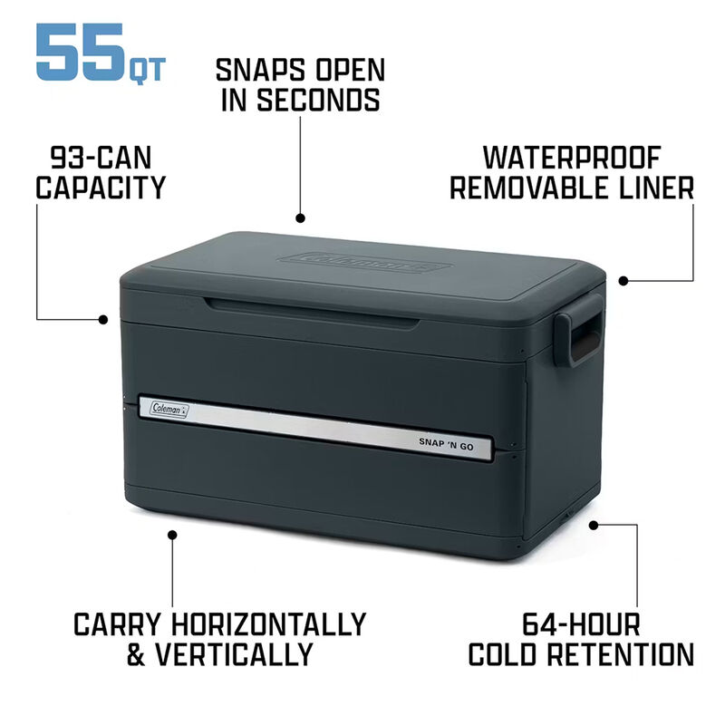 Coleman Snap 'N Go 55-Quart Collapsible Hard Cooler, Mussel image number 12