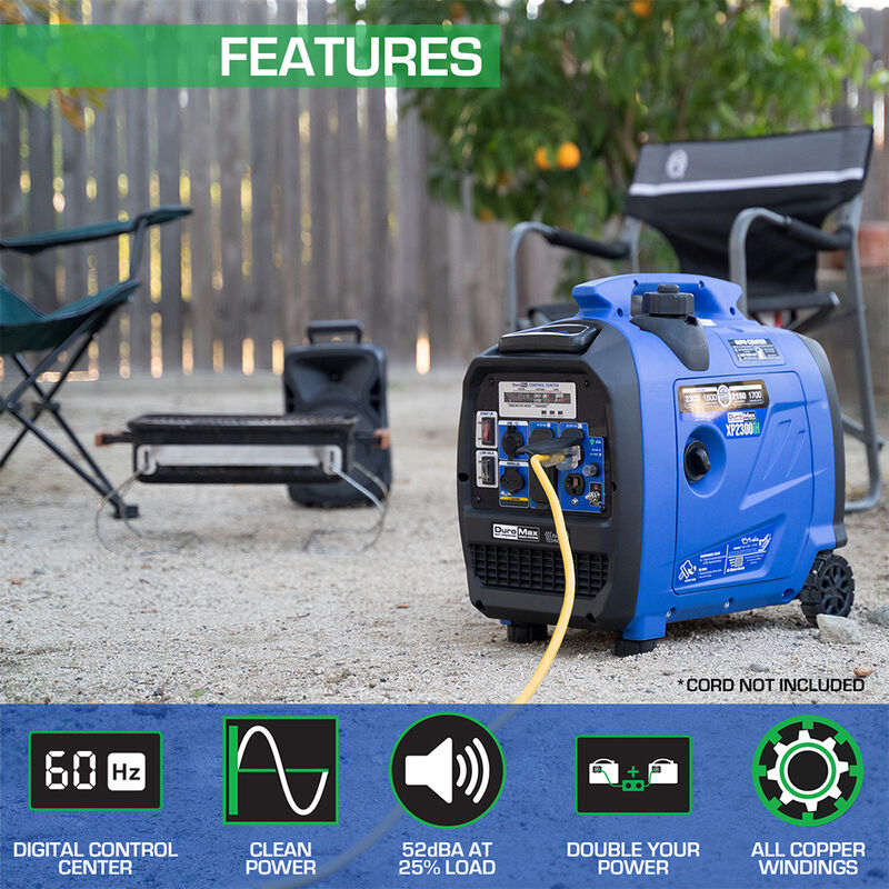 DuroMax 2300-Watt 80cc Dual Fuel Digital Inverter Hybrid Portable Generator image number 3