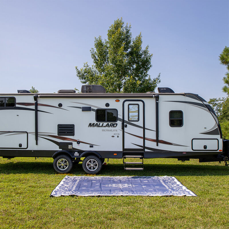 Camco XL RV Awning & Outdoor Mat - Blue/White image number 3