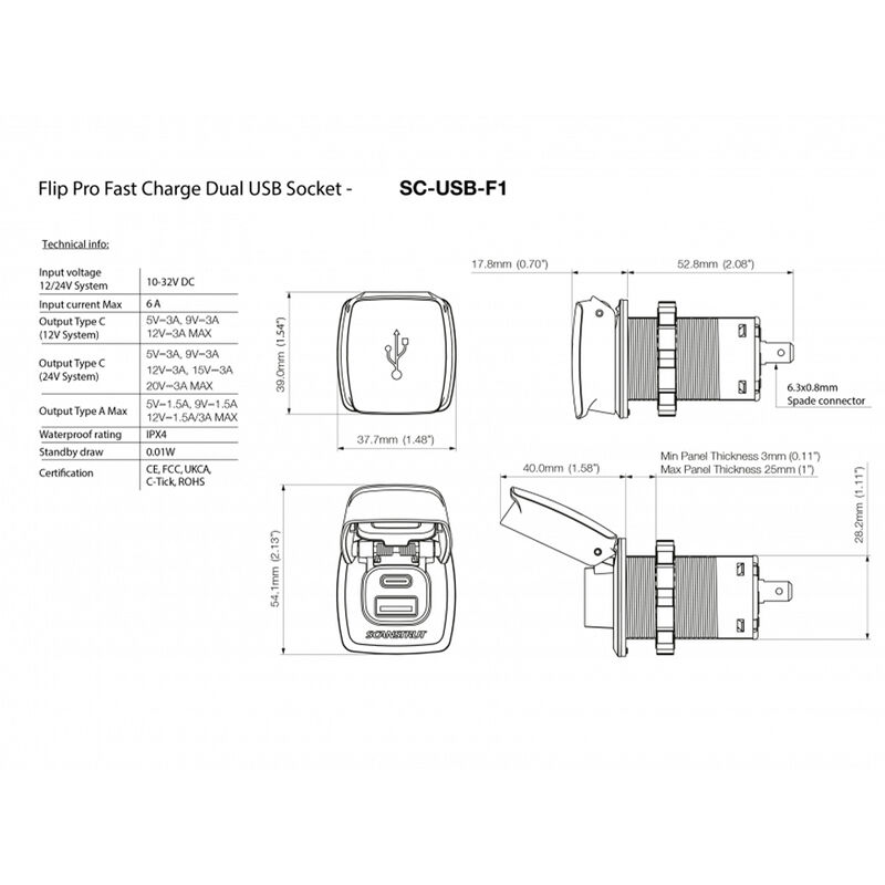 Scanstrut SC-USB-F1 Flip Pro Rapid USB Charger image number 3