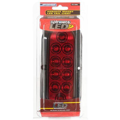 LED Sealed Tail Light; 6" oval, surface mount with flange, Red