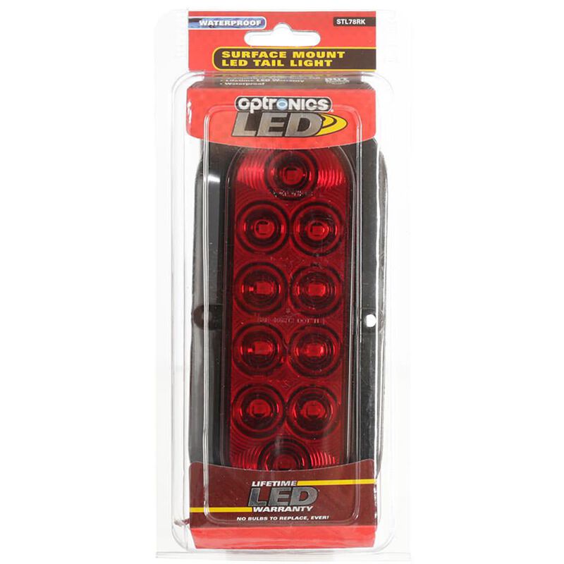 LED Sealed Tail Light; 6&quot; oval, surface mount with flange, Red image number 1